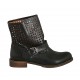 Stivaletto da donna con fibbia in pelle e pelle traforata nera tacco 3 - Misure disponibili: 32, 43, 45