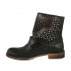 Stivaletto da donna con fibbia in pelle e pelle traforata nera tacco 3 - Misure disponibili: 32, 43, 45