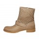 Stivaletto da donna con fibbia in pelle e pelle forata beige tacco 3 - Misure disponibili: 42, 43, 44, 45