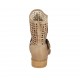Stivaletto da donna con fibbia in pelle e pelle forata beige tacco 3 - Misure disponibili: 42, 43, 44, 45
