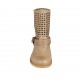 Stivaletto da donna con fibbia in pelle e pelle forata beige tacco 3 - Misure disponibili: 42, 43, 44, 45
