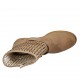 Stivaletto da donna con fibbia in pelle e pelle forata beige tacco 3 - Misure disponibili: 42, 43, 44, 45