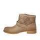 Bottines basses pour femmes avec boucle et fermeture éclair en cuir et cuir perforé beige talon 3 - Pointures disponibles:  42, 43, 44, 45