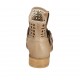 Stivaletto basso da donna con fibbia e cerniera in pelle e pelle traforata beige tacco 3 - Misure disponibili: 42, 43, 44, 45
