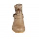 Stivaletto basso da donna con fibbia e cerniera in pelle e pelle traforata beige tacco 3 - Misure disponibili: 42, 43, 44, 45