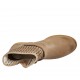 Stivaletto basso da donna con fibbia e cerniera in pelle e pelle traforata beige tacco 3 - Misure disponibili: 42, 43, 44, 45