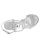Sandalo da donna con listini incrociati in pelle laminata argento tacco 9 - Misure disponibili: 32, 42, 43, 45, 46