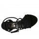 Sandalia para mujer con correa al tobillo en gamuza negra tacon 9 - Tallas disponibles:  32, 33, 34, 44, 46, 47