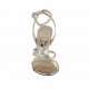 Woman's sandal with anklestrap in platinum laminated leather heel 9 - Available sizes:  32, 33, 42, 45, 46