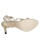 Woman's sandal with anklestrap in platinum laminated leather heel 9 - Available sizes:  32, 33, 42, 45, 46