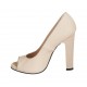 Woman's open toe pump with platform in powder nude leather heel 11 - Available sizes:  32, 33, 34, 42, 43, 44