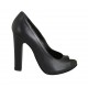Zapato de salon abierto en punta con plataforma para mujer en piel negra tacon 11 - Tallas disponibles:  32, 33, 34, 42, 43