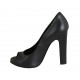 Woman's open toe shoe with platform in black leather heel 11 - Available sizes:  32, 33, 34, 42, 43