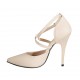 Woman's pointy open shoe with strap in nude leather heel 11 - Available sizes:  32, 33, 34, 42, 43, 45, 47