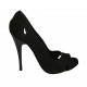 Woman's open toe pump with platform in black suede heel 11 - Available sizes:  32, 33, 34, 42, 43, 44, 45, 46