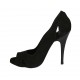 Escarpin à bout ouvert pour femmes avec plateau en daim noir talon 11 - Pointures disponibles:  32, 33, 34, 42, 43, 44, 45, 46