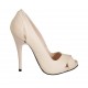 Woman's open toe pump with platform in nude leather heel 11 - Available sizes:  33, 34, 42, 46