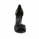 Woman's open shoe with strap and platform in black leather heel 11 - Available sizes:  32, 33, 34, 42, 43, 44, 45, 46, 47
