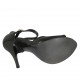 Woman's open shoe with strap and platform in black leather heel 11 - Available sizes:  32, 33, 34, 42, 43, 44, 45, 46, 47