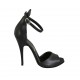 Woman's open pump with ankle strap and platform in black leather heel 11 - Available sizes:  33, 34, 42, 43, 45, 46, 47