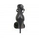 Woman's open pump with ankle strap and platform in black leather heel 11 - Available sizes:  33, 34, 42, 43, 45, 46, 47