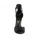 Woman's open pump with ankle strap and platform in black leather heel 11 - Available sizes:  33, 34, 42, 43, 45, 46, 47