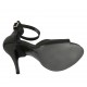 Woman's open pump with ankle strap and platform in black leather heel 11 - Available sizes:  33, 34, 42, 43, 45, 46, 47