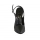 Slingback für Damen mit Plateau aus schwarzem Leder Absatz 12 - Verfügbare Größen:  33, 34, 42, 43, 45, 46