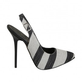 Chanel da donna con plateau in tessuto bianco, nero e laminato argento tacco 12 - Misure disponibili: 32, 33, 34, 42, 43, 46, 47