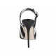 Slingback für Damen mit Plateau aus schwarzem, weissem und silberlaminiertem Stoff Absatz 12 - Verfügbare Größen:  32, 33, 34, 42, 43, 46, 47