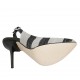 Slingback für Damen mit Plateau aus schwarzem, weissem und silberlaminiertem Stoff Absatz 12 - Verfügbare Größen:  32, 33, 34, 42, 43, 46, 47
