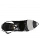Slingback für Damen mit Plateau aus schwarzem, weissem und silberlaminiertem Stoff Absatz 12 - Verfügbare Größen:  32, 33, 34, 42, 43, 46, 47