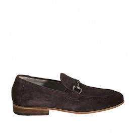 Mocasino para hombres con accesorio en gamuza marron - Tallas disponibles:  36, 37, 38, 46, 47, 48