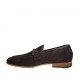Mocassin pour hommes avec accessoire en daim marron - Pointures disponibles:  36, 37, 38, 46, 47, 48