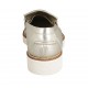 Mocassin pour femmes avec franges et chaîne en cuir lamé platine talon 3 - Pointures disponibles:  32, 34, 44