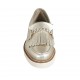 Mocassino da donna con frangia e catena in pelle laminata platino tacco 3 - Misure disponibili: 32, 34, 44