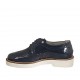 Zapato derby para mujer con cordones en charol y piel perforada azul tacon 3 - Tallas disponibles:  32, 33, 34, 43, 44, 45