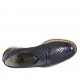 Zapato derby para mujer con cordones en charol y piel perforada azul tacon 3 - Tallas disponibles:  32, 33, 34, 43, 44, 45