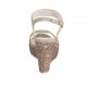 Sandalia para mujer en gamuza beis arena y tejido laminado bronce con plataforma y cuña 9 - Tallas disponibles:  34