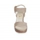 Sandalo da donna in camoscio beige sabbia e tessuto laminato bronzo con plateau e zeppa 9 - Misure disponibili: 31, 32, 33, 34