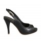Sandalia para mujer con plataforma en piel negra tacon 9 - Tallas disponibles:  32, 33, 34, 43, 44, 45, 46