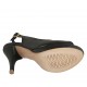 Sandale pour femmes avec plateforme en cuir noir talon 9 - Pointures disponibles:  32, 33, 34, 43, 44, 45, 46