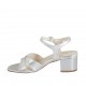 Sandalo da donna in pelle laminata argento con cinturino tacco 5 - Misure disponibili: 32, 42, 44, 46
