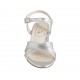 Sandalo da donna in pelle laminata argento con cinturino tacco 5 - Misure disponibili: 32, 42, 44, 46