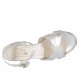 Sandalia para mujer en piel laminada plateada con cinturon tacon 5 - Tallas disponibles:  32, 42, 44, 46