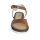 Sandale pour femmes avec courroie en cuir brun clair talon compensé 2 - Pointures disponibles:  33, 43, 46, 47