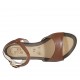 Sandale pour femmes avec courroie en cuir brun clair talon compensé 2 - Pointures disponibles:  33, 43, 46, 47