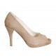 Woman's open toe platform pump in beige suede heel 9 - Available sizes:  33, 34, 42, 45