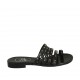Sabot infradito con borchie da donna in pelle nera tacco 1 - Misure disponibili: 33, 34, 42, 43, 44, 45