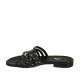 Sabot infradito con borchie da donna in pelle nera tacco 1 - Misure disponibili: 33, 34, 42, 43, 44, 45